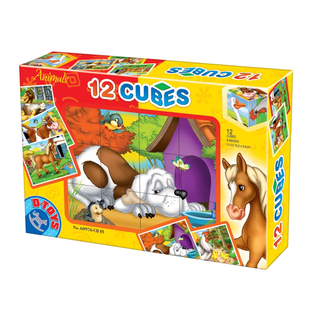 Cuburi puzzle - Animale - 12 piese