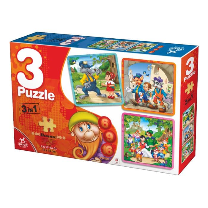3 Puzzle copii - Basme -0