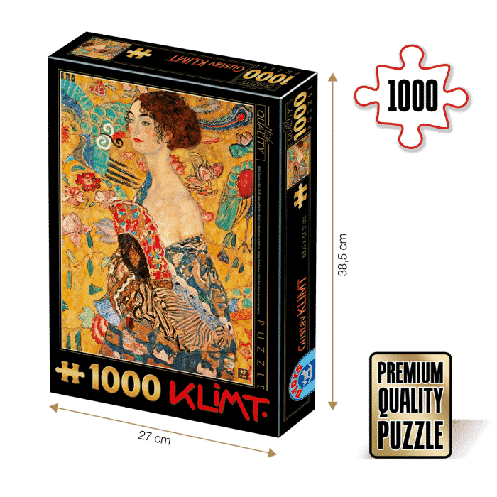 Puzzle adulti 1000 piese Gustav Klimt - Lady with a Fan -0