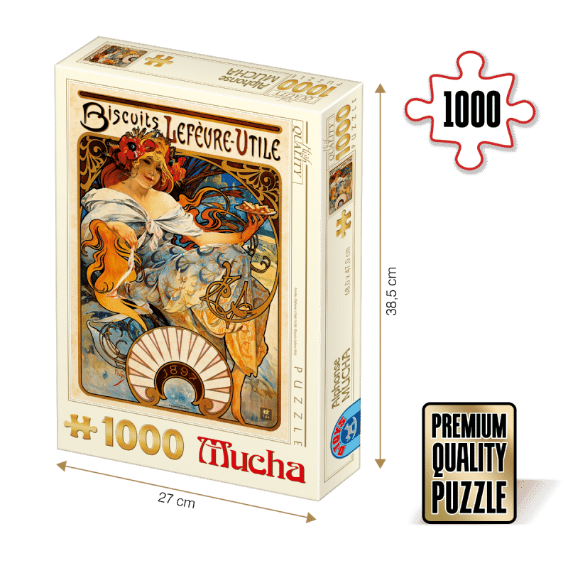 Puzzle adulți Alphonse Mucha - Biscuits Lefevre-Utile - 1000 Piese-0
