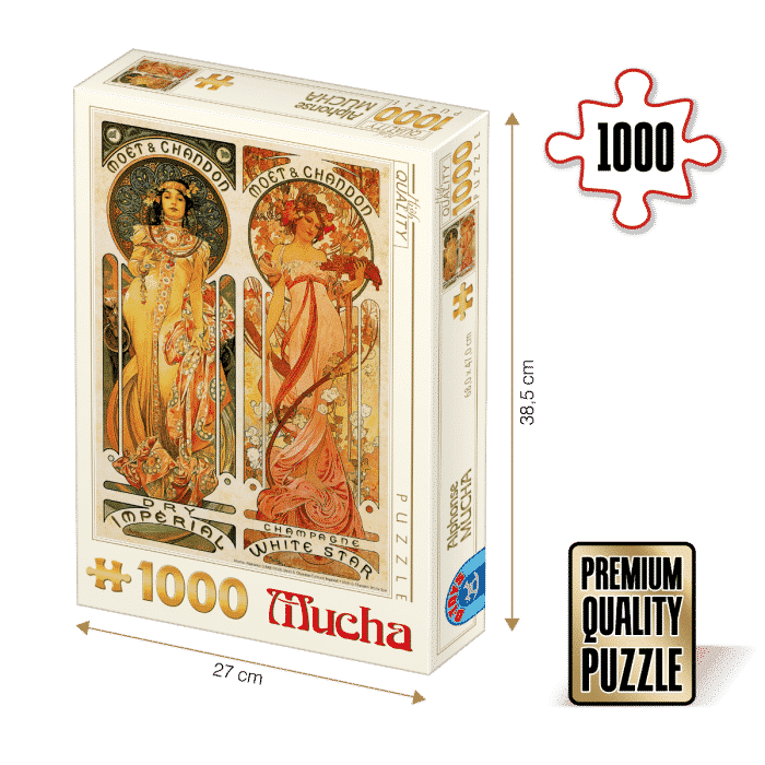 Puzzle adulți Alphonse Mucha - Moët & Chandon - Imperial and White Star - 1000 Piese-0