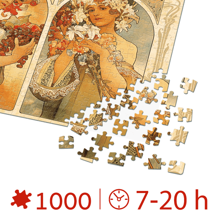 Puzzle adulți Alphonse Mucha - Fruit and Flower/Fructe și Flori - 1000 Piese-34203