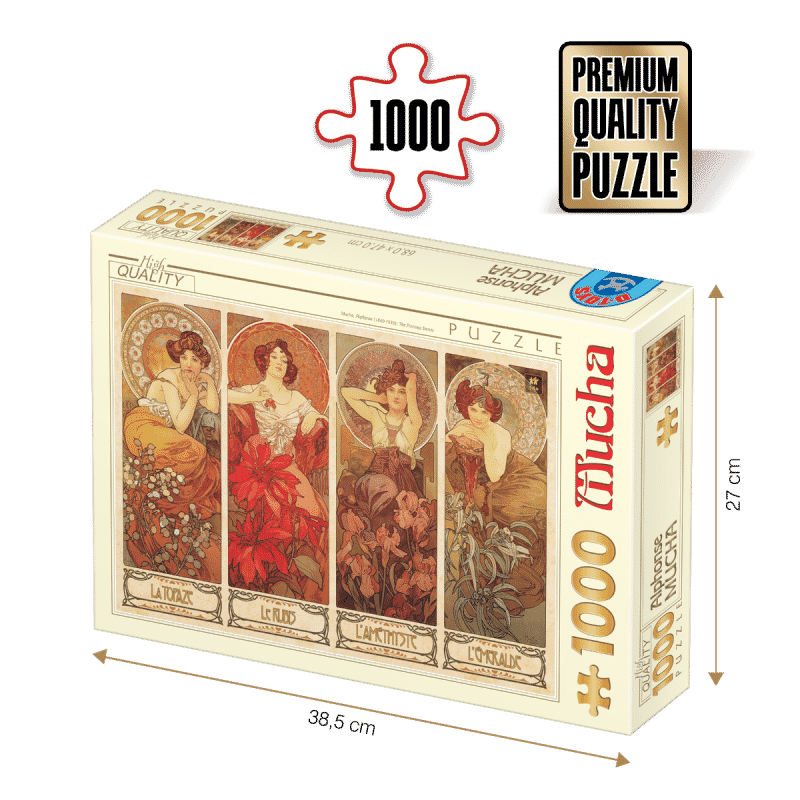 Puzzle adulți Alphonse Mucha - The Precious Stones/Pietre prețioase - 1000 Piese-0