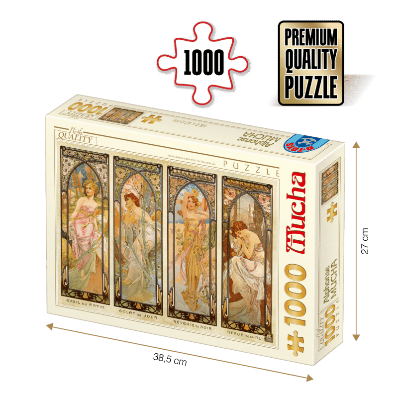 Puzzle adulți Alphonse Mucha - The Time of the Day/Orele zilei - 1000 Piese-0