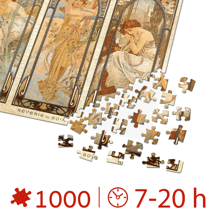Puzzle adulți Alphonse Mucha - The Time of the Day/Orele zilei - 1000 Piese-34283