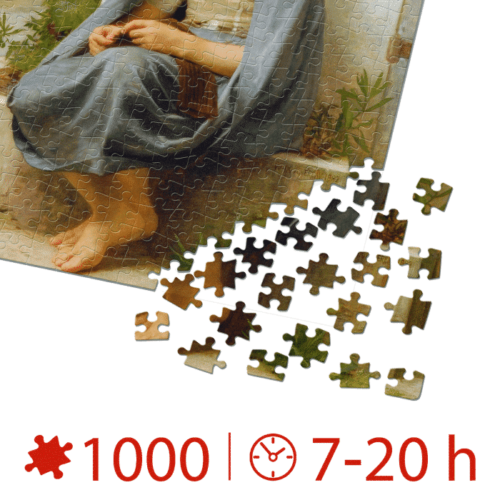 Mini puzzle 1000 piese W. A. Bouguereau - The Little Knitter-35591