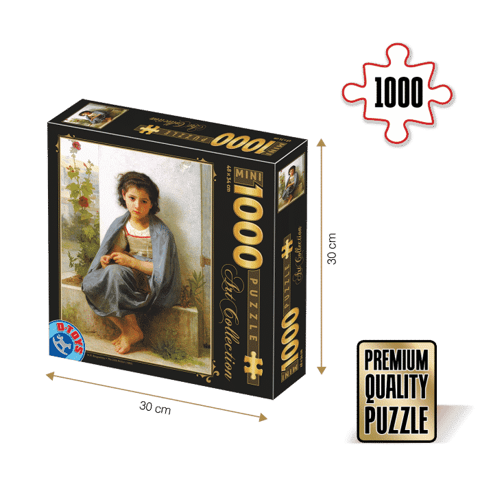 Mini puzzle 1000 piese W. A. Bouguereau - The Little Knitter-0