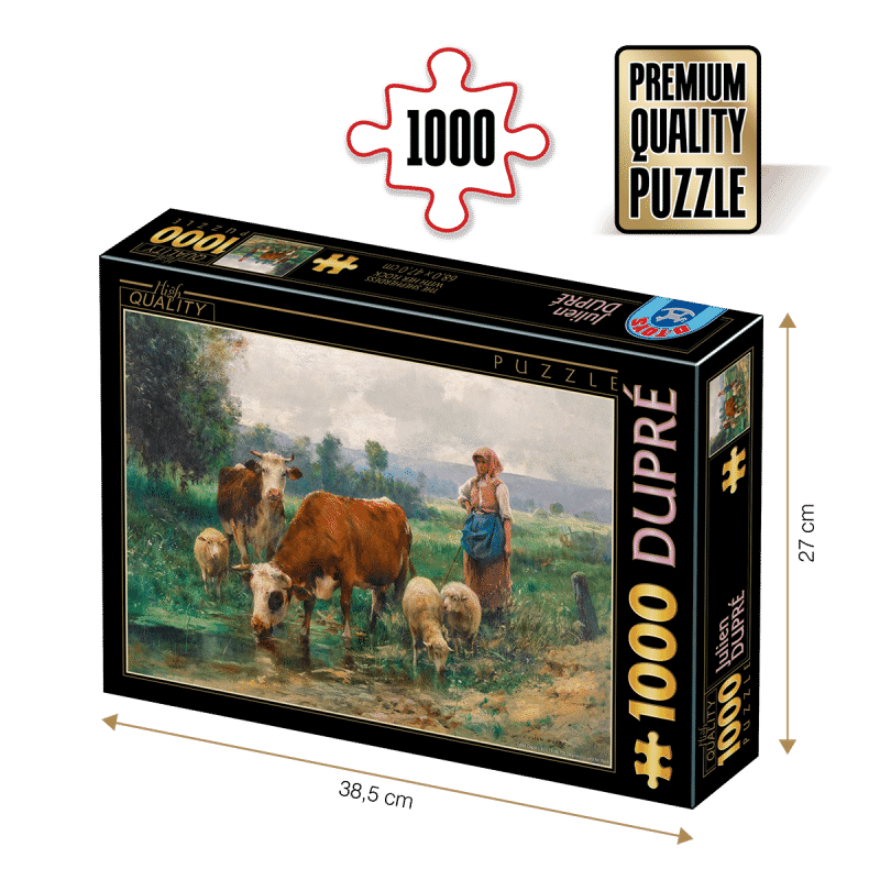 Puzzle adulti 1000 piese Julien Dupré - The Shepherdess with her Flock -0