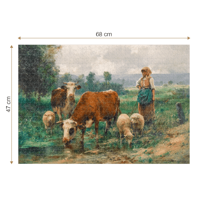 Puzzle adulti 1000 piese Julien Dupré - The Shepherdess with her Flock -34646