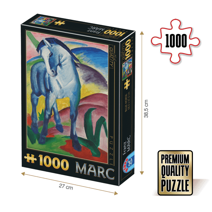 Puzzle adulti 1000 piese Franz Marc - Blue Horse/Cal albastru-0