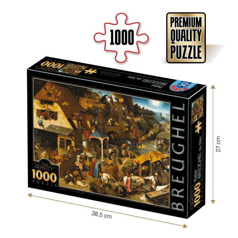 Puzzle adulți Bruegel cel Batrân - Netherlandish Proverbs/Proverbe olandeze - 1000 Piese-0