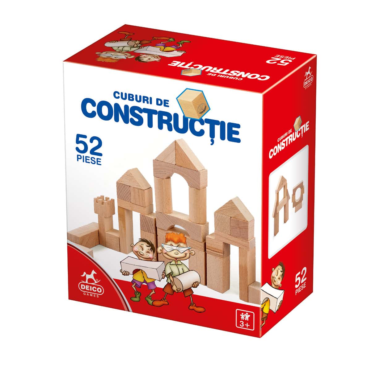 Cuburi de construcție din lemn, 52 piese