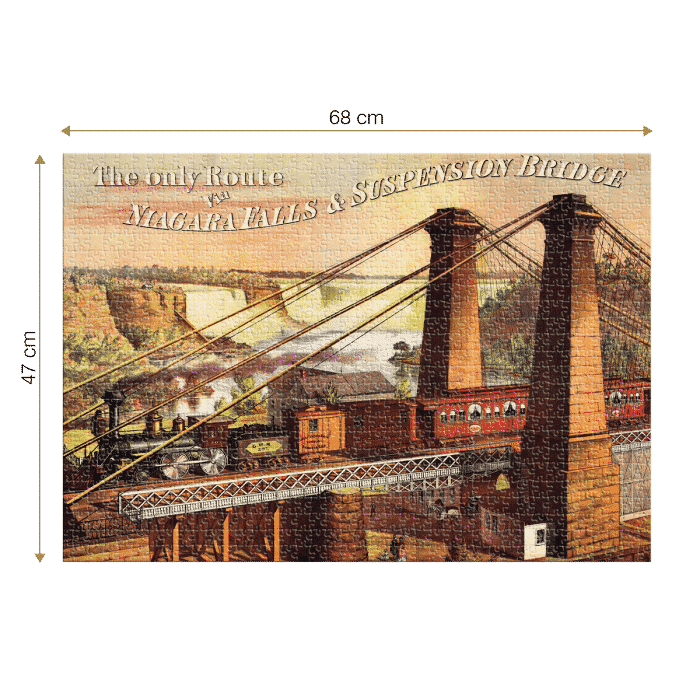 Puzzle adulți 1000 piese Vintage Posters - The Only Route via Niagara Falls & Suspension Bridge-35060