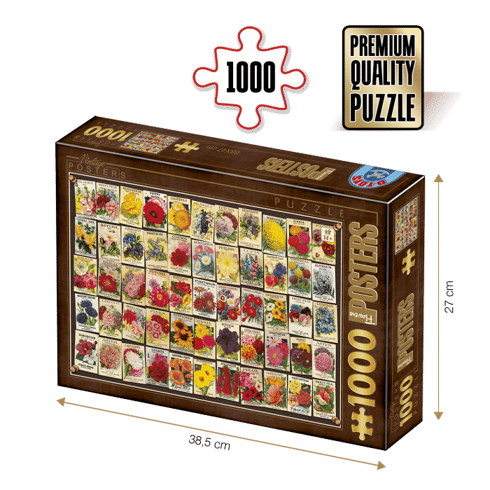 Puzzle adulți 1000 piese Vintage Collage - Flowers / Flori -0
