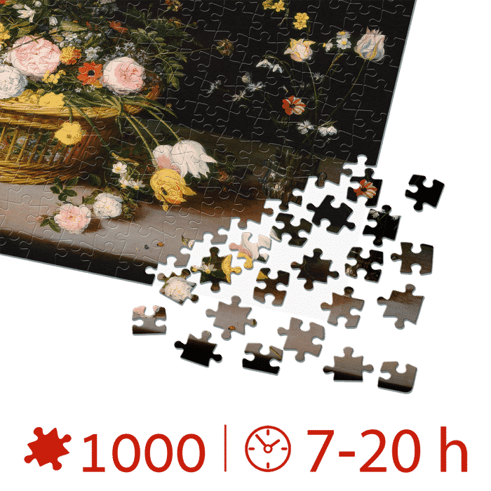Puzzle adulți 1000 Piese Brueghel cel Bătrân - Flowers in a Basket and a Vase -34479