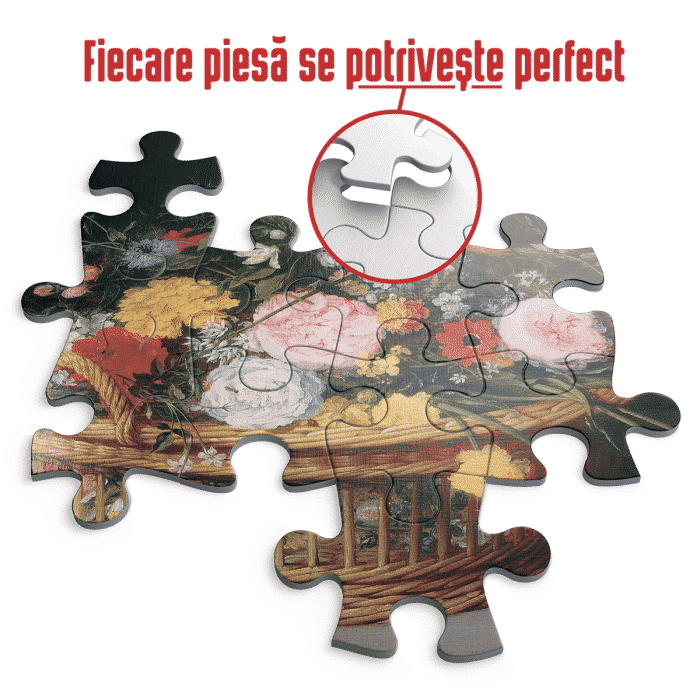 Puzzle adulți 1000 Piese Brueghel cel Bătrân - Flowers in a Basket and a Vase -34481