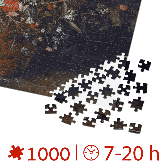 Puzzle adulți Brueghel cel Bătrân - Flowers in a Wooden Vessel - 1000 Piese-34129