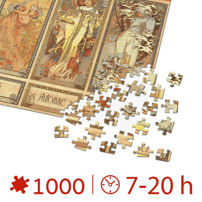 Puzzle adulți Alphonse Mucha - Seasons 2/Anotimpuri - 1000 piese-34289