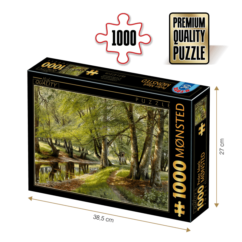 Puzzle adulti Peder Mørk Mønsted - A Summer Day in the Forest with Deer in the Background - 1000 Piese-0