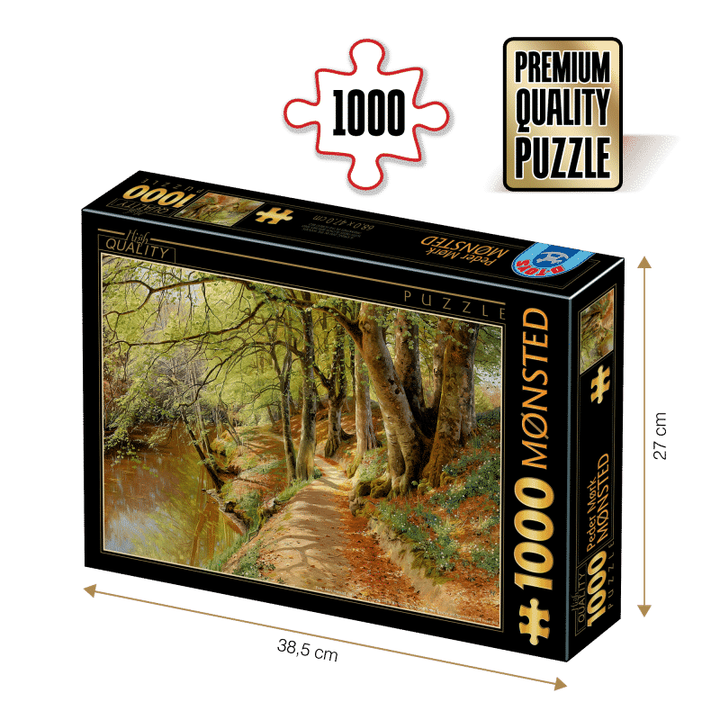 Puzzle adulți Peder Mørk Mønsted - A Spring Day in the Woods with Fresh-Blown Beeches and Anemones in the Forest Bed - 1000 Piese-0
