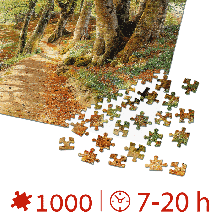 Puzzle adulți Peder Mørk Mønsted - A Spring Day in the Woods with Fresh-Blown Beeches and Anemones in the Forest Bed - 1000 Piese-34357