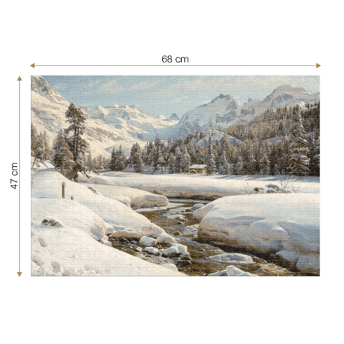 Puzzle adulți Peder Mørk Mønsted - Winter Landscape in Switzerland Near Engadin - 1000 Piese-34366