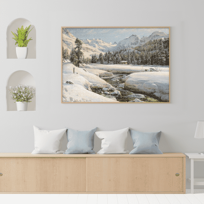 Puzzle adulți Peder Mørk Mønsted - Winter Landscape in Switzerland Near Engadin - 1000 Piese-34367