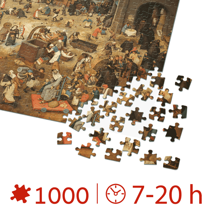 Puzzle adulti 1000 piese Pieter Bruegel cel Bătrân - The Fight between Carnival and Lent -34509