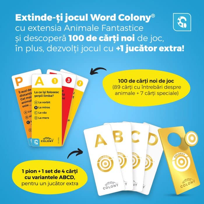 Extensia Animale Fantastice Word Colony®, 100 carti de joc, +1 jucator, Editia RO-35414