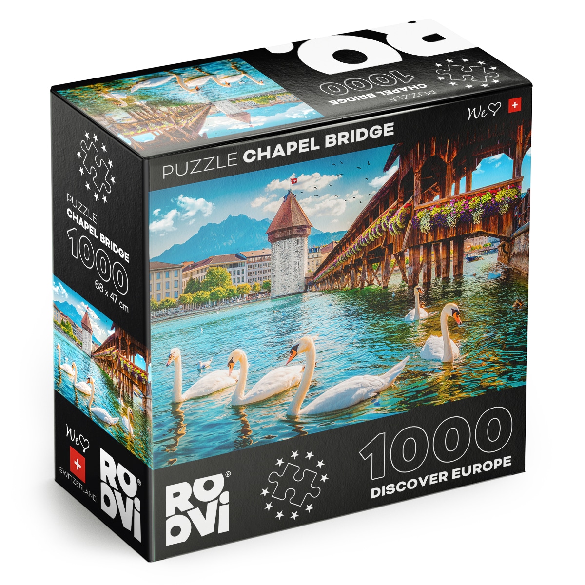 Puzzle Chapel Bridge, Lucerne, Switzerland – Puzzle adulți 1000 piese – Discover Europe Puzzle Adulti 1000